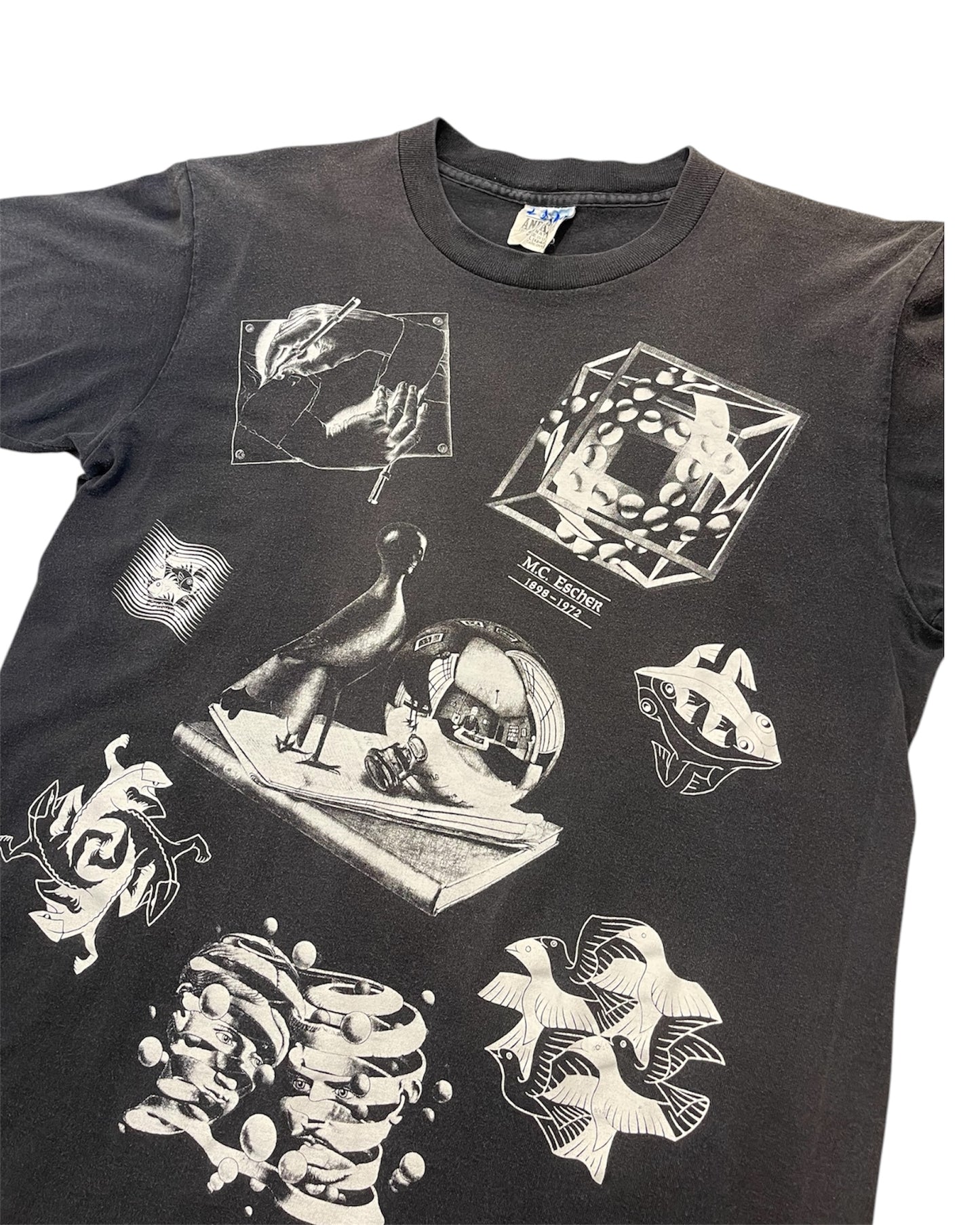 Vintage M.C Escher Art AOP Shirt Size Large