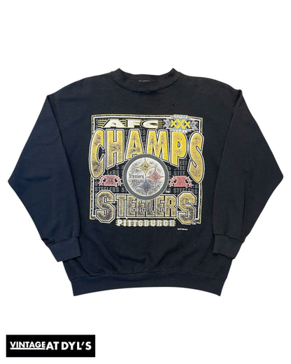 Vintage 1996 Pittsburgh Steelers AFC Champions Crewneck Size Large