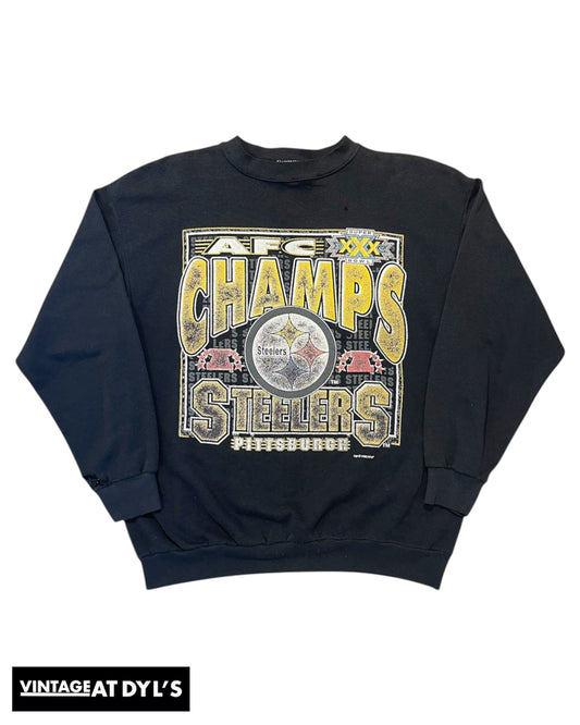 Vintage 1996 Pittsburgh Steelers AFC Champions Crewneck Size Large