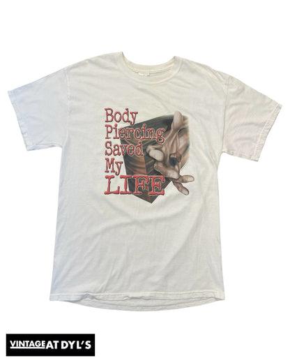 Vintage Body Piercing Saved My Life Jesus Shirt Size Medium