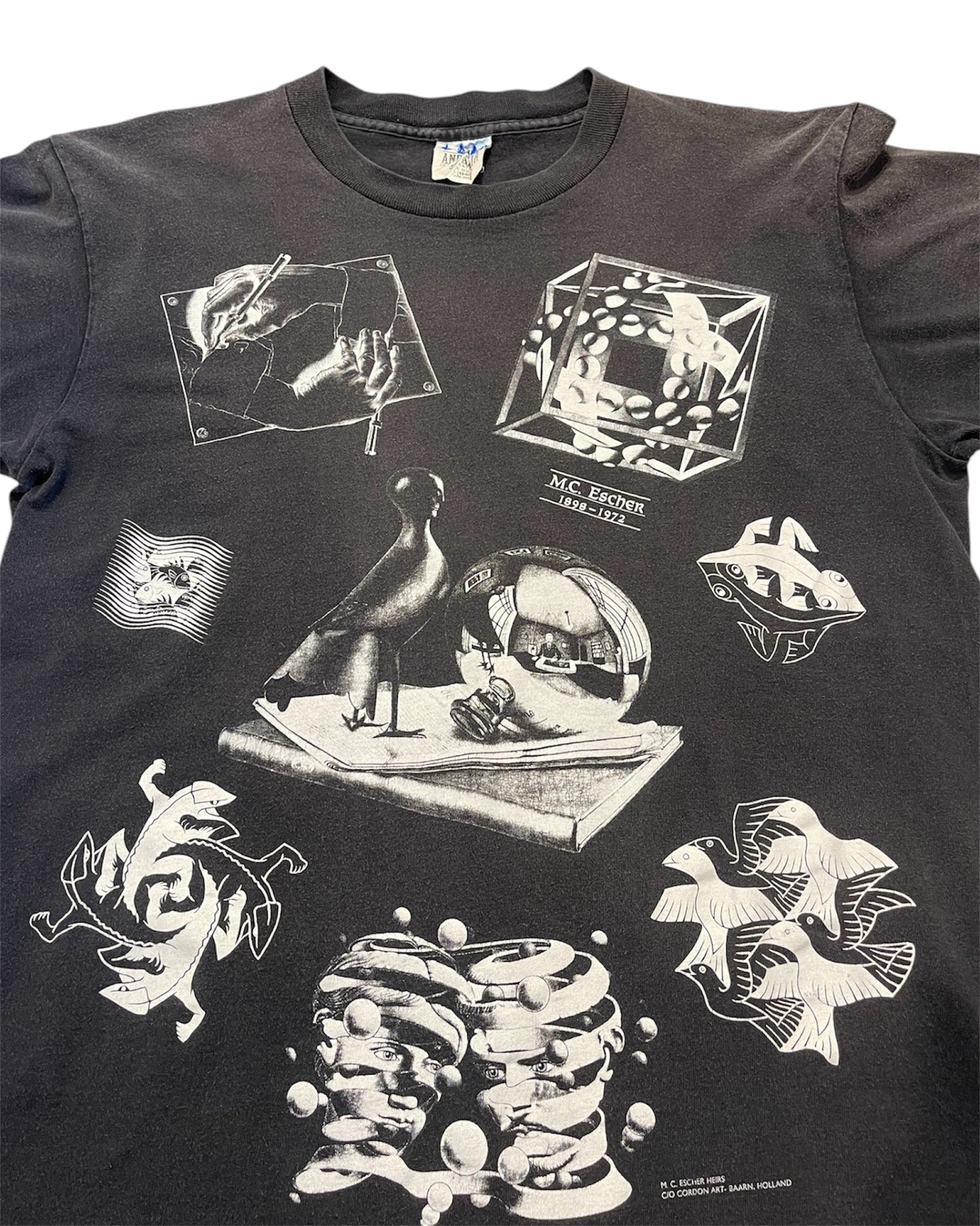 Vintage M.C Escher Art AOP Shirt Size Large