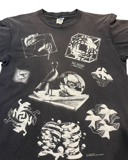 Vintage M.C Escher Art AOP Shirt Size Large