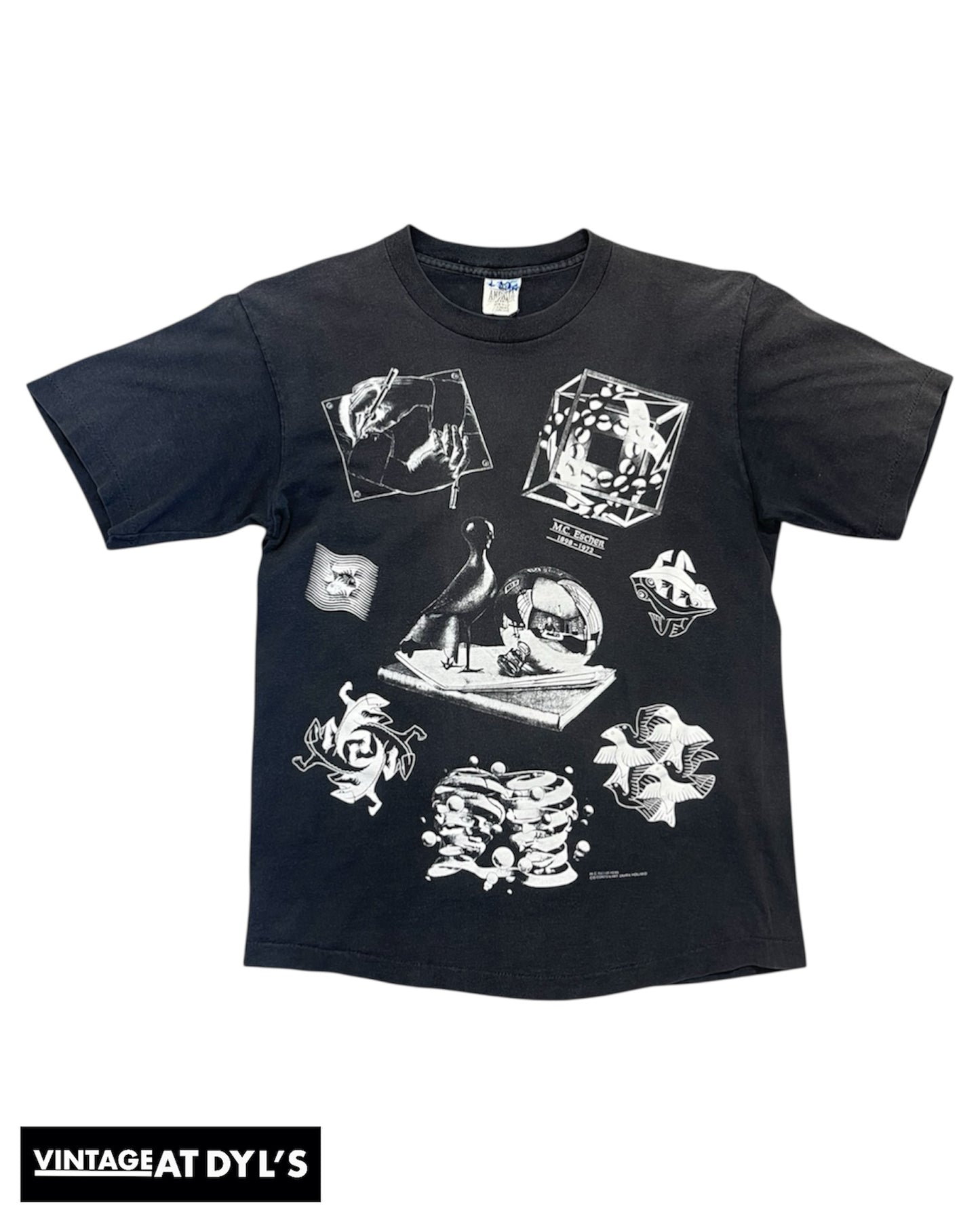 Vintage M.C Escher Art AOP Shirt Size Large